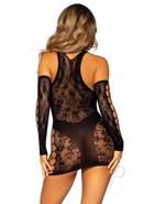 Leg Avenue Lace And Net Racer Back Mini Dress With Faux...